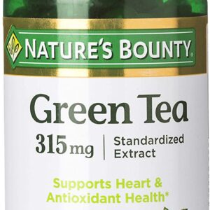 Nature's Bounty Green Tea Pills and Herbal Health Supplement, Supports Heart and Antioxidant Health, 315mg, 100 Capsules