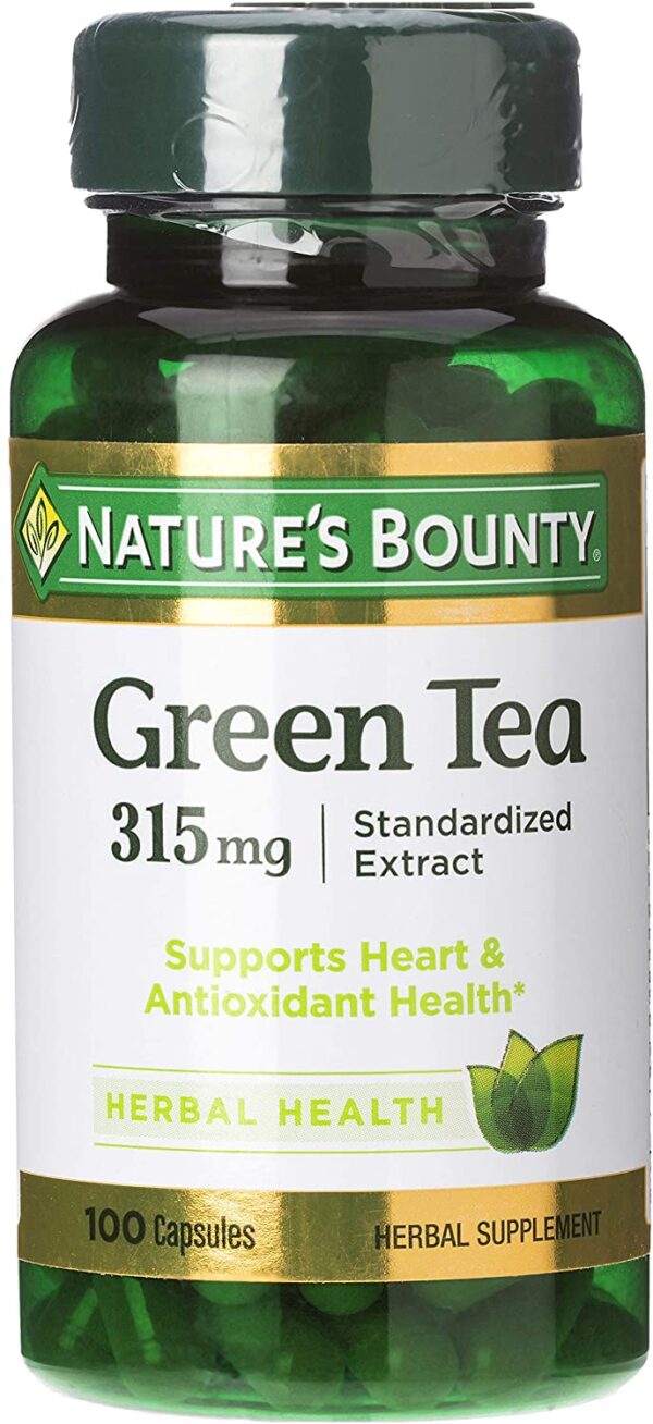 Nature's Bounty Green Tea Pills and Herbal Health Supplement, Supports Heart and Antioxidant Health, 315mg, 100 Capsules