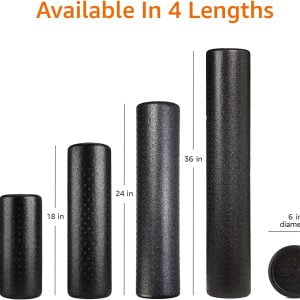 Amazon Basics High-Density Round Foam Roller for Exercise, Massage, Muscle Recovery - 12", 18", 24", 36"
