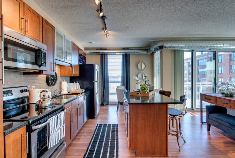 The Penfield St. Paul Apartments Apartment Kitchen and Dining Area 768x516