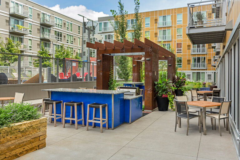 The Penfield St. Paul Apartments Outdoor Lounge and Grilling Area 768x512